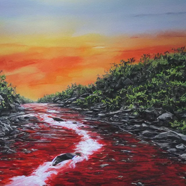 Image similar to bloody river painting