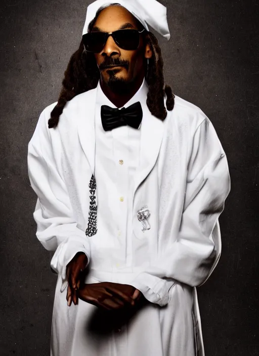 Prompt: promo photo of Snoop Dogg in a maid outfit