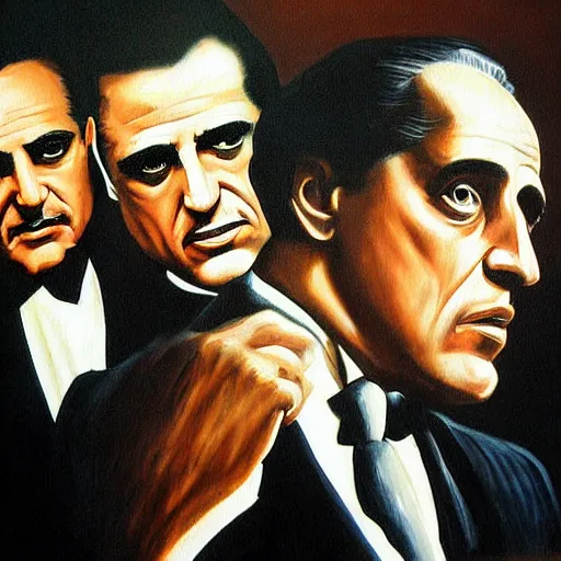 Image similar to The-Godfather painting by Thomas-Montacellinio