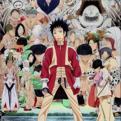 Image similar to stunning full body character design by masashi kishimoto, hyper-detailed masterpiece