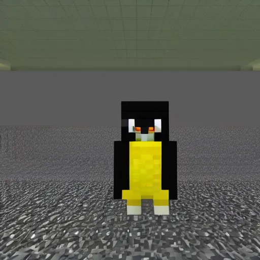 Prompt: Penguin in Minecraft, Video Game, 40nm lens,