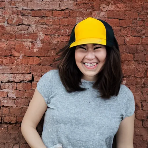 Prompt: smiling tofu crashing through a brick wall like the kool aid man