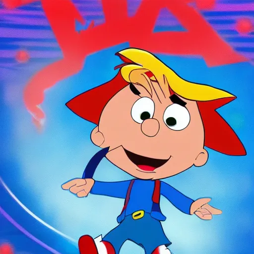 Prompt: that's not craig mccracken's art style you dumb bot also the dumbest boy in history, blond boy, 2 0 0 0 s cartoon, sharp edges cartoon, goofy cartoon