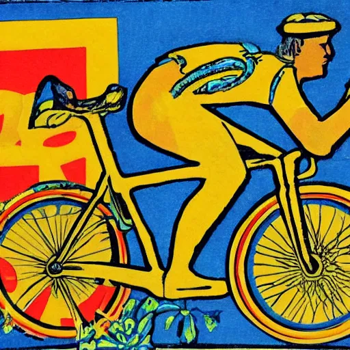 Prompt: hoffman bicycle, blotter art