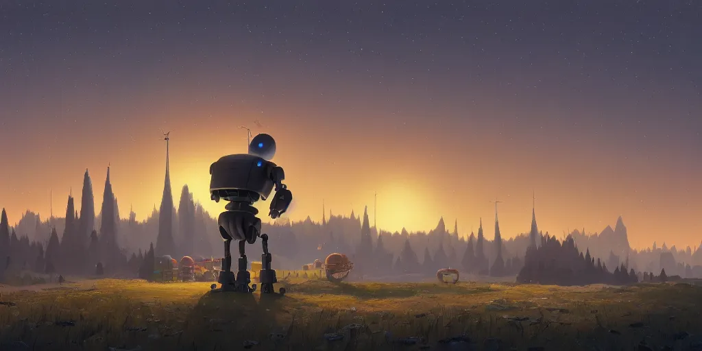 Prompt: a beautiful matte painting of the iron giant by simon stalenhag and alan bean, trending on artstation