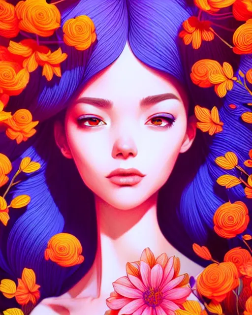 Prompt: richly detailed color illustration of a rotocoped-animation-of-flowers-flowing illustrated by Artgerm and Mina Petrovic and Timothy Kong and Marina Federovna. 3D shadowing