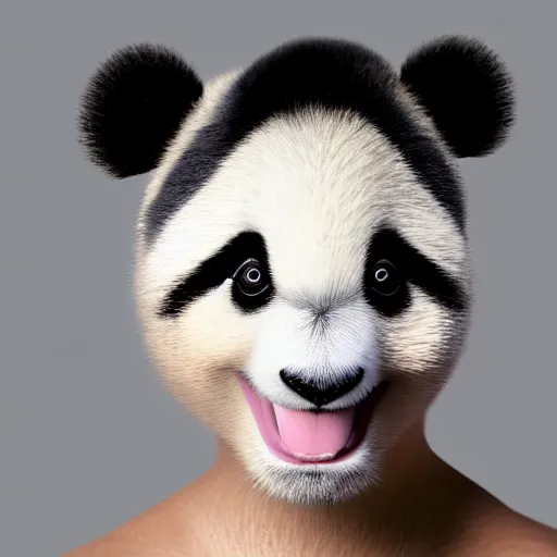 Prompt: a panda person, professional studio photo portrait