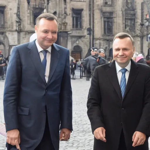 Prompt: Rick and Andrzej Duda