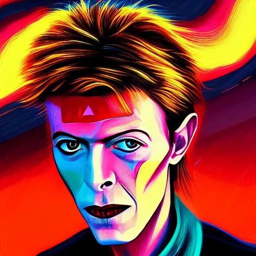 Prompt: david bowie portrait : alena aenami