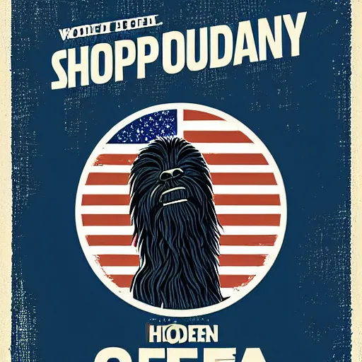 Image similar to chewbacca presidential election poster by sheperd fairey very clean vector style illustration