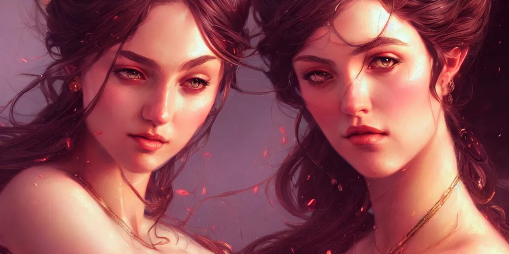 Image similar to portrait of a seductive and powerful aphrodite, detailed intricate illustration, detailed illustration, hd, 4 k, digital art, overdetailed art, by greg rutkowski, by loish, complementing colors, trending on artstation, deviantart