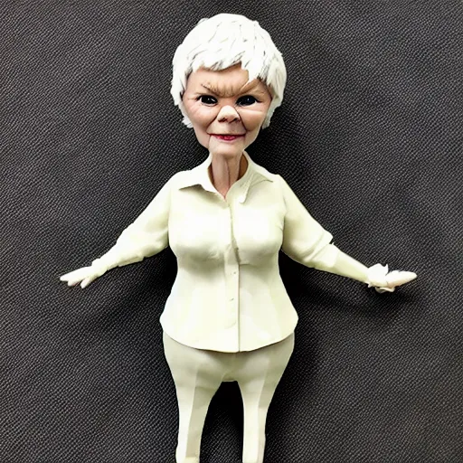 Prompt: judy dench, stop motion vinyl figure, plastic, toy