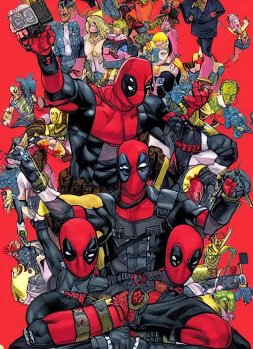 Prompt: deadpool by Hirohiko Araki