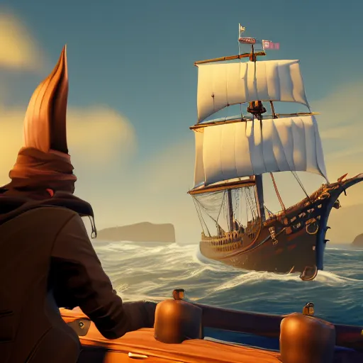 Prompt: Gameplay screenshot of Bernie Sanders in Sea of Thieves, character portrait, Unreal Engine