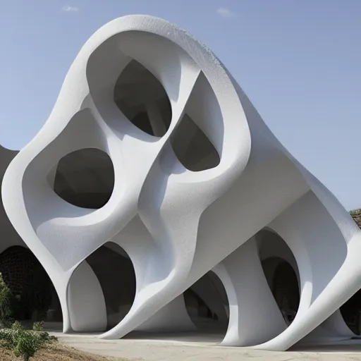 Prompt: 3d printed building, parametric design by zaha hadiid