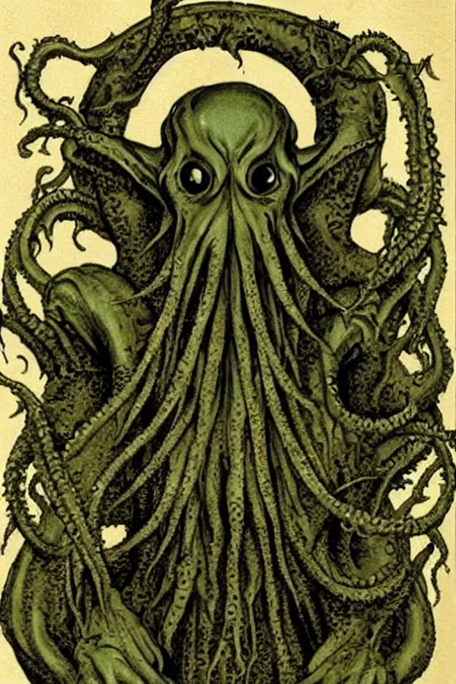 Image similar to In his house at R'lyeh, dead Cthulhu waits dreaming.