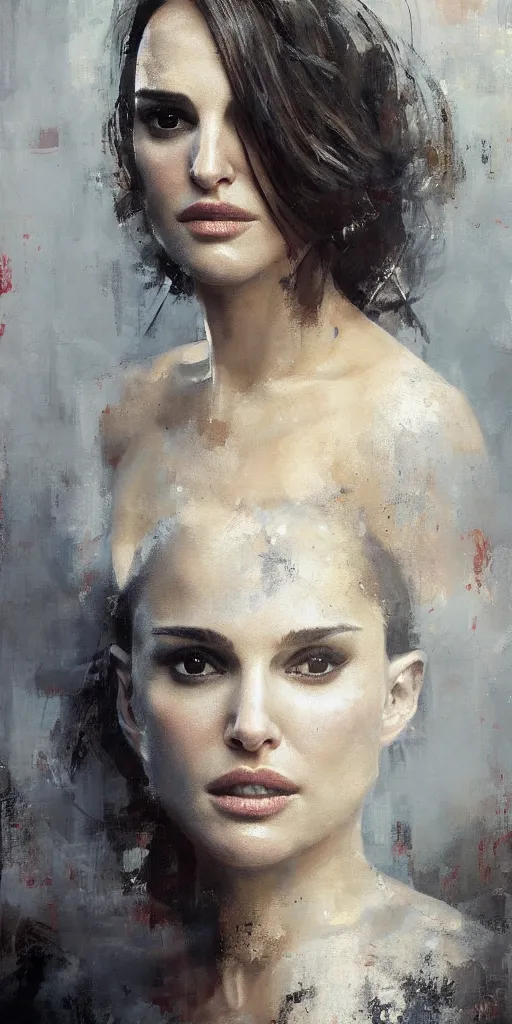Image similar to A painting of Natalie Portman, by Jeremy Mann
