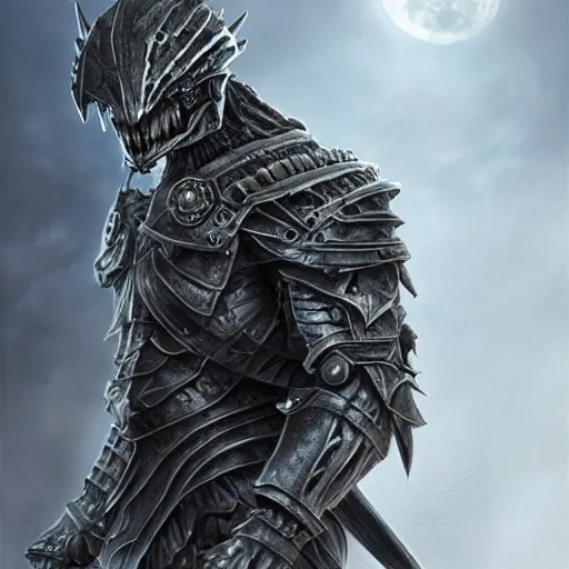 Image similar to an armored orc warrior, photo, professionally retouched, dramatic lighting, wearing bone armor, illuminated by moonlight, realistic, scared face, demonic, predator eyes, wide angle, sharp focus on eyes, 8 k high definition, insanely detailed, intricate, elegant, art by artgerm and wlop