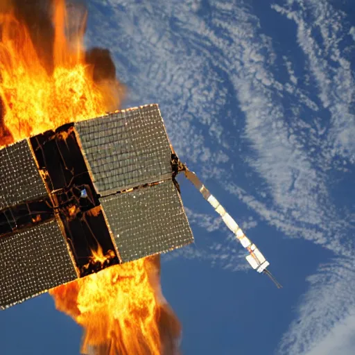 Image similar to satellite in space on fire