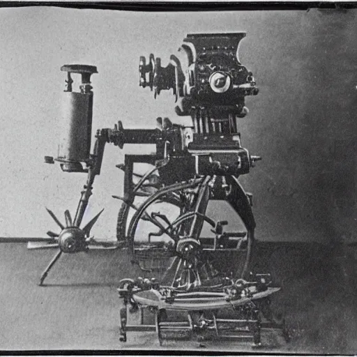 Prompt: grainy 1800s photo of a mechanical beast