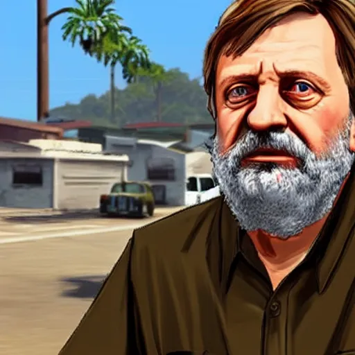 Image similar to Slavoj Žižek as a GTA charaacter