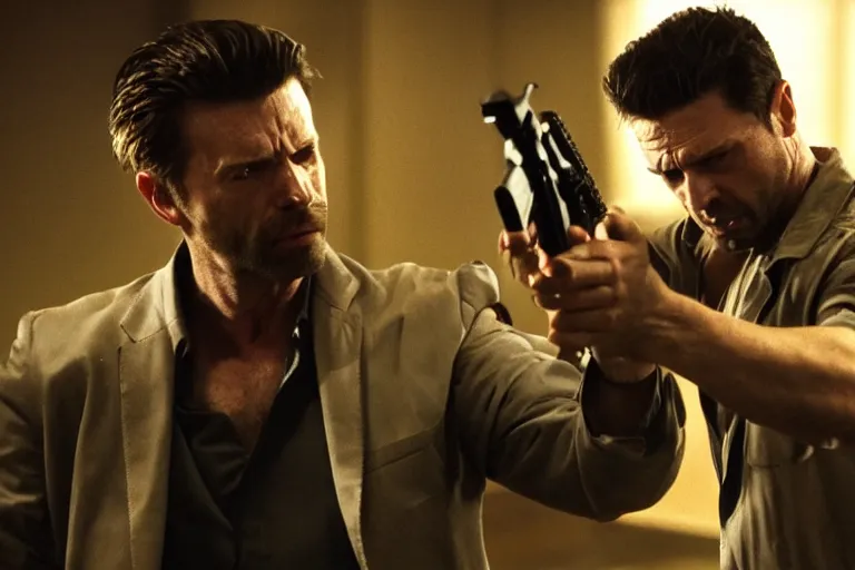 Image similar to film still of James McCaffrey as Max Payne in the Max Payne movie, 4k