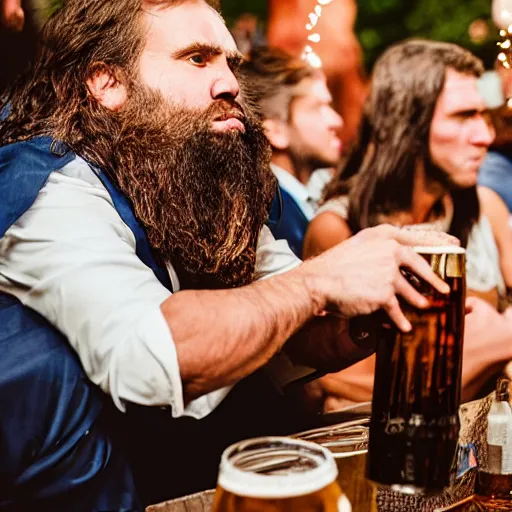 Prompt: caveman drinking beer at a wedding in real life, realistic, hyper realistic, 8 k, 4 k uhd, great detail, detailed, intricate detail