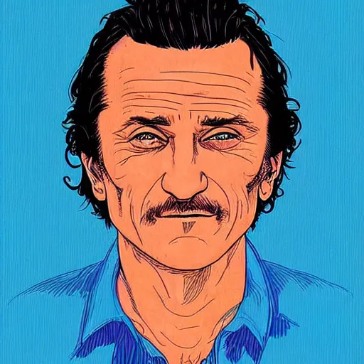 Prompt: “ sean penn retro minimalist portrait by jean giraud, moebius, sharp, smooth face, comic, 8 k ”