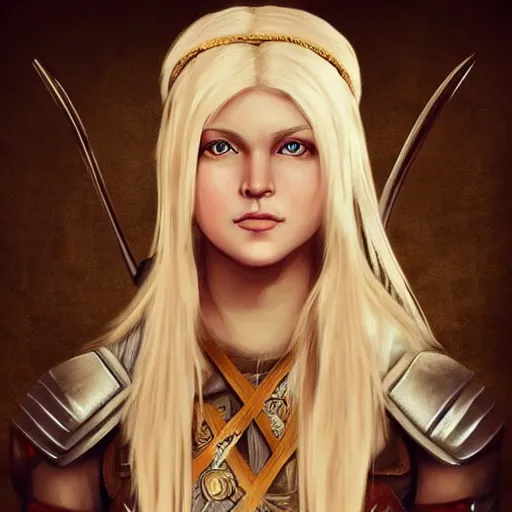 Image similar to blonde viking warrior princess, digital art, trending on artstation