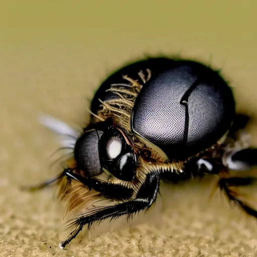 Image similar to a photograph of a fly with the head and face of donald trump