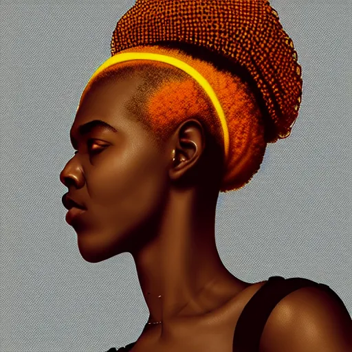 Prompt: A digital portrait painting of an afropunk female character in a favela street, medium shot, asymmetrical, profile picture, edgy, painting by Alberto Mielgo, trending on artstation,