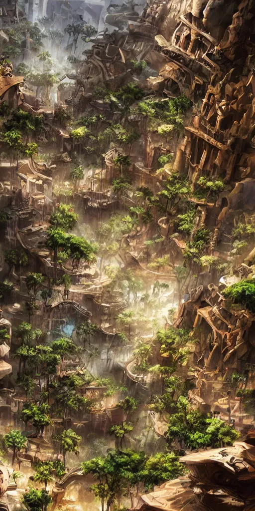 Prompt: concept art of rainforest city in the negev dessert. cinematic. epic framing, beautiful, highly detailed art station, behance, realistic