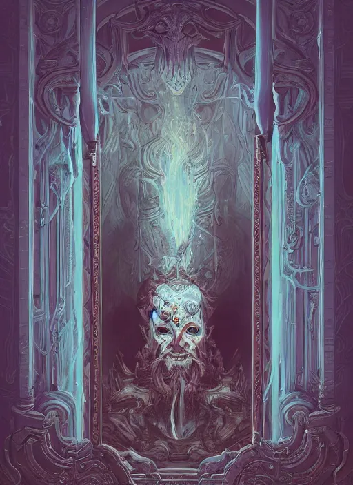 Image similar to intricate rendered portrait of Hades the god of the dead standing by an ornate door by Peter mohrbacher and Dan mumford and beeple, trending on cgsociety, inctricate door, flames, hell