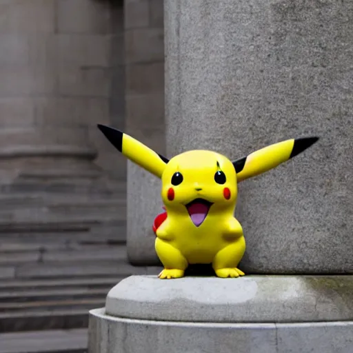 Image similar to a pikachu marble statue in London, intricate detail