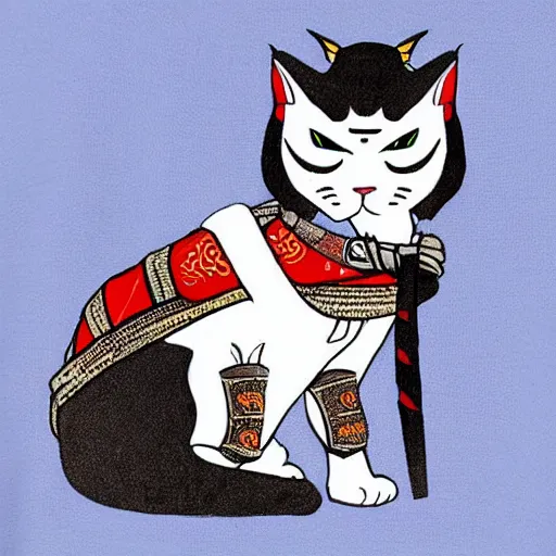 Prompt: samurai cat