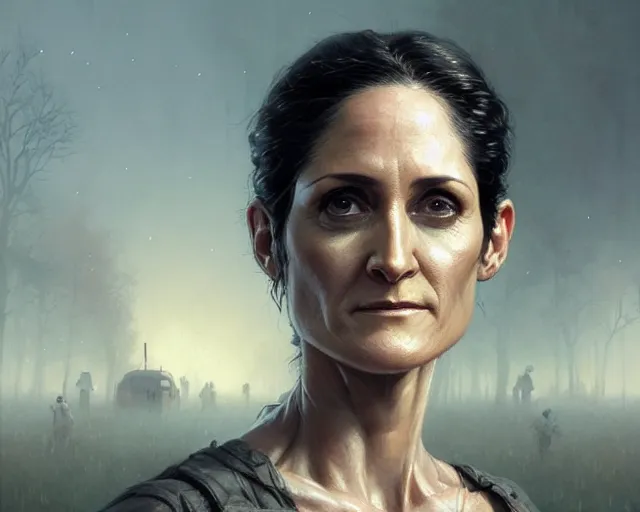 Prompt: highly detailed portrait of carrie - ann moss in the walking dead, stephen bliss, unreal engine, fantasy art by greg rutkowski, loish, rhads, ferdinand knab, makoto shinkai and lois van baarle, ilya kuvshinov, rossdraws, tom bagshaw, global illumination, radiant light, detailed and intricate environment