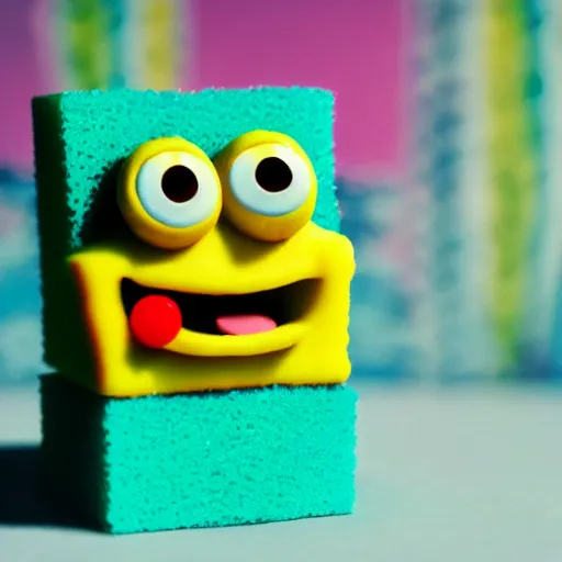 Image similar to a macro photograph of sponge bob squarepants figure