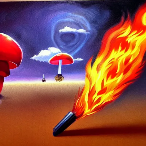 Image similar to ❤🔥🍄🌪, trending on art station, in the sky, highly realistic surrealist art