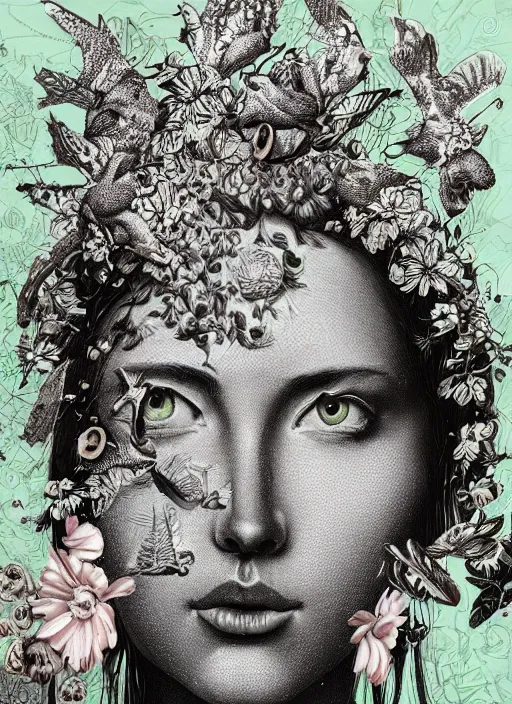 Image similar to Mint goddess painting by Dan Hillier, trending on artstation, artstationHD, artstationHQ, 4k, 8k