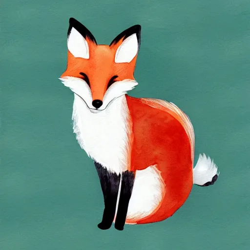 Image similar to watercolor, children book illustration, fox, white background