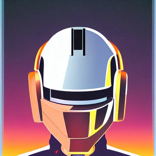 Image similar to Daft Punk inspired robot character, red lightsaber, space, star wars, retrowave, vaporwave, black cloak, concept art, arstation, award winning art by