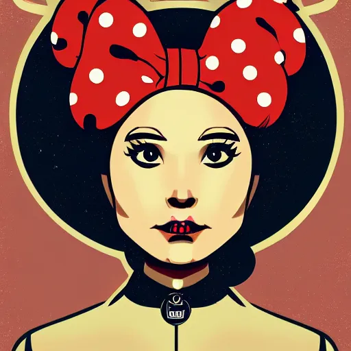 Image similar to portrait skull girl minnie mouse by petros afshar, tom whalen, laurie greasley, jc leyendecker and singer sargent