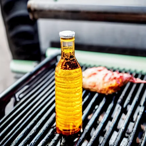 Prompt: a water bottle on a grill, professional food photography