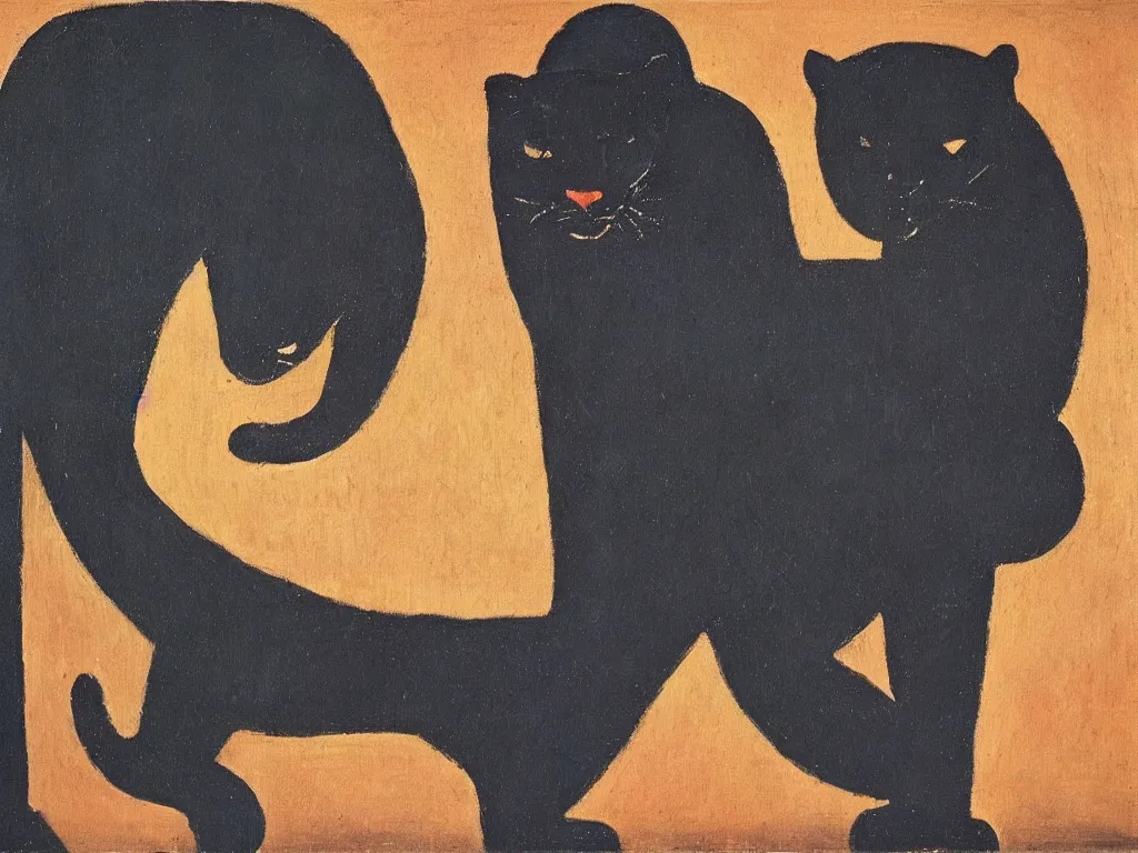 Image similar to a simple panther. painting by rufino tamayo