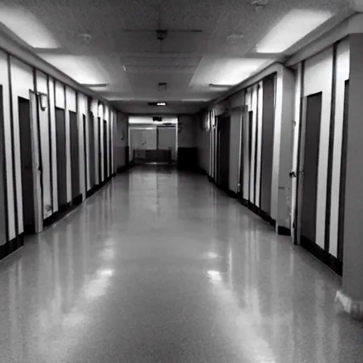 Prompt: ghost walks hospital hall creepy