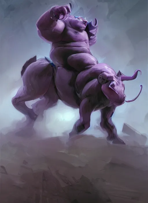 Prompt: a fat centaur wearing a dark purple suit, elegant, digital painting, concept art, smooth, sharp focus, illustration, from StarCraft by Ruan Jia and Mandy Jurgens and Artgerm and William-Adolphe Bouguerea