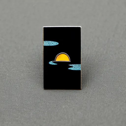 Prompt: a photo of a retro enamel pin of a black hole, beautiful cinematic light, behance