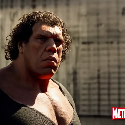 Image similar to Andre The Giant as The Punisher, cinematic, photorealistic, movie still, 8k