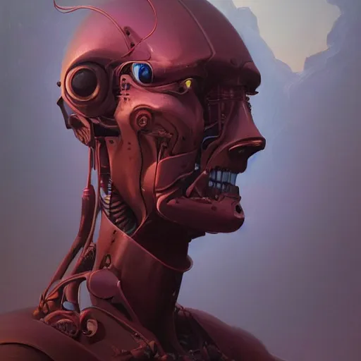 Image similar to A portrait of a robot by Wayne Barlowe, Zdzislaw Beksinski and Peter Mohrbacher, detailed, sharp, digital art, trending on Artstation