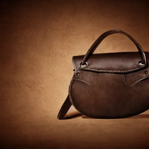 Image similar to a small leather bag, fantasy, blank background, studio lighting, digital art